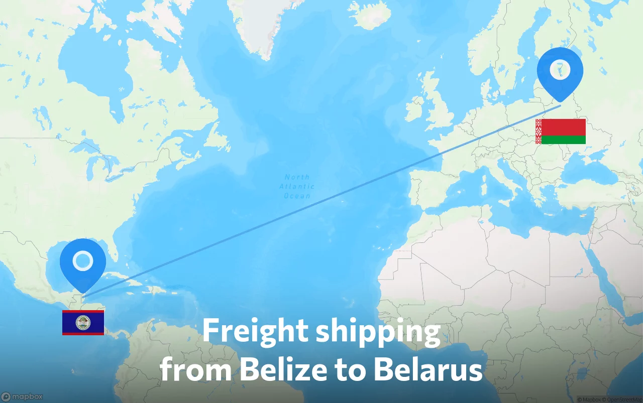 Shipping route from Belize to Belarus