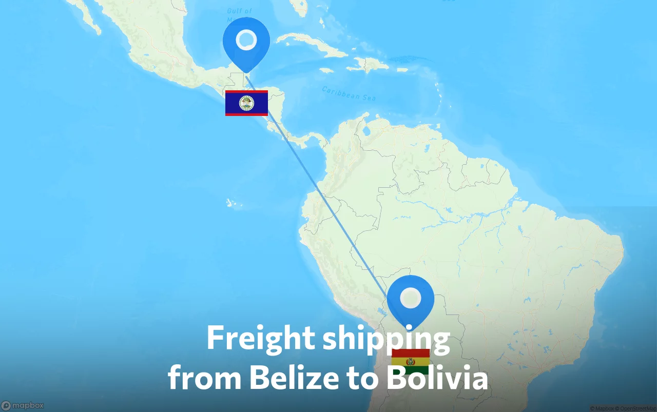 Shipping route from Belize to Bolivia