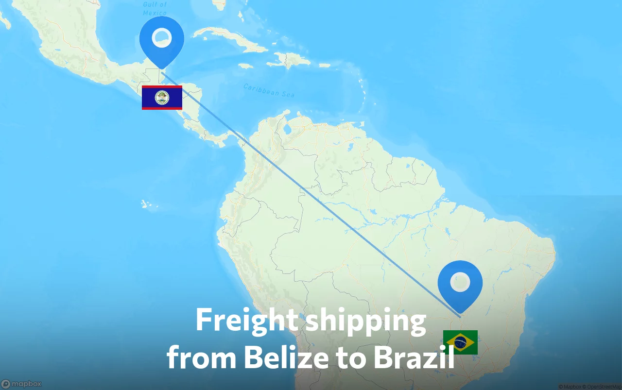 Shipping route from Belize to Brazil