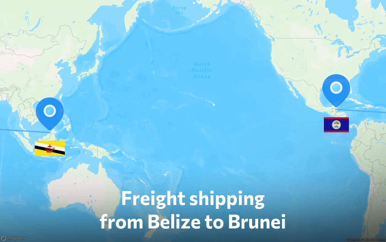 Shipping route from Belize to Brunei