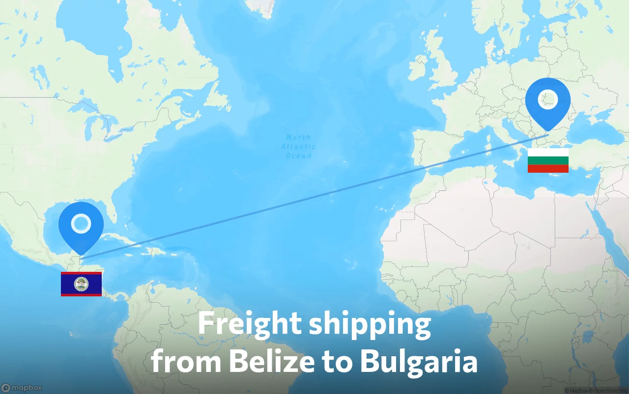 Shipping route from Belize to Bulgaria