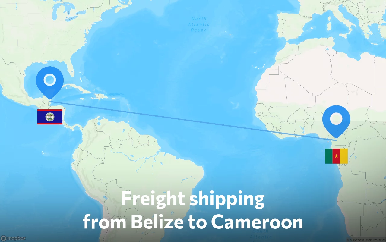 Shipping route from Belize to Cameroon
