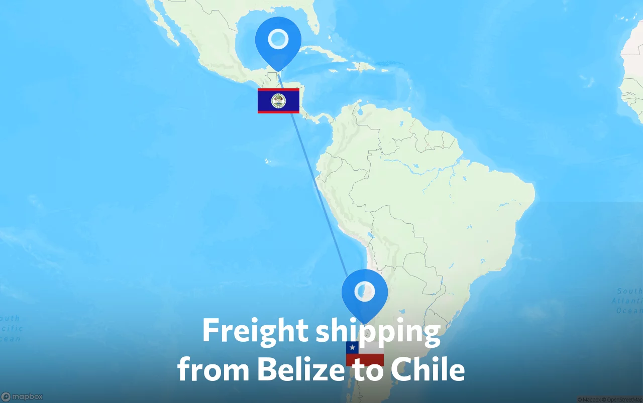 Shipping route from Belize to Chile
