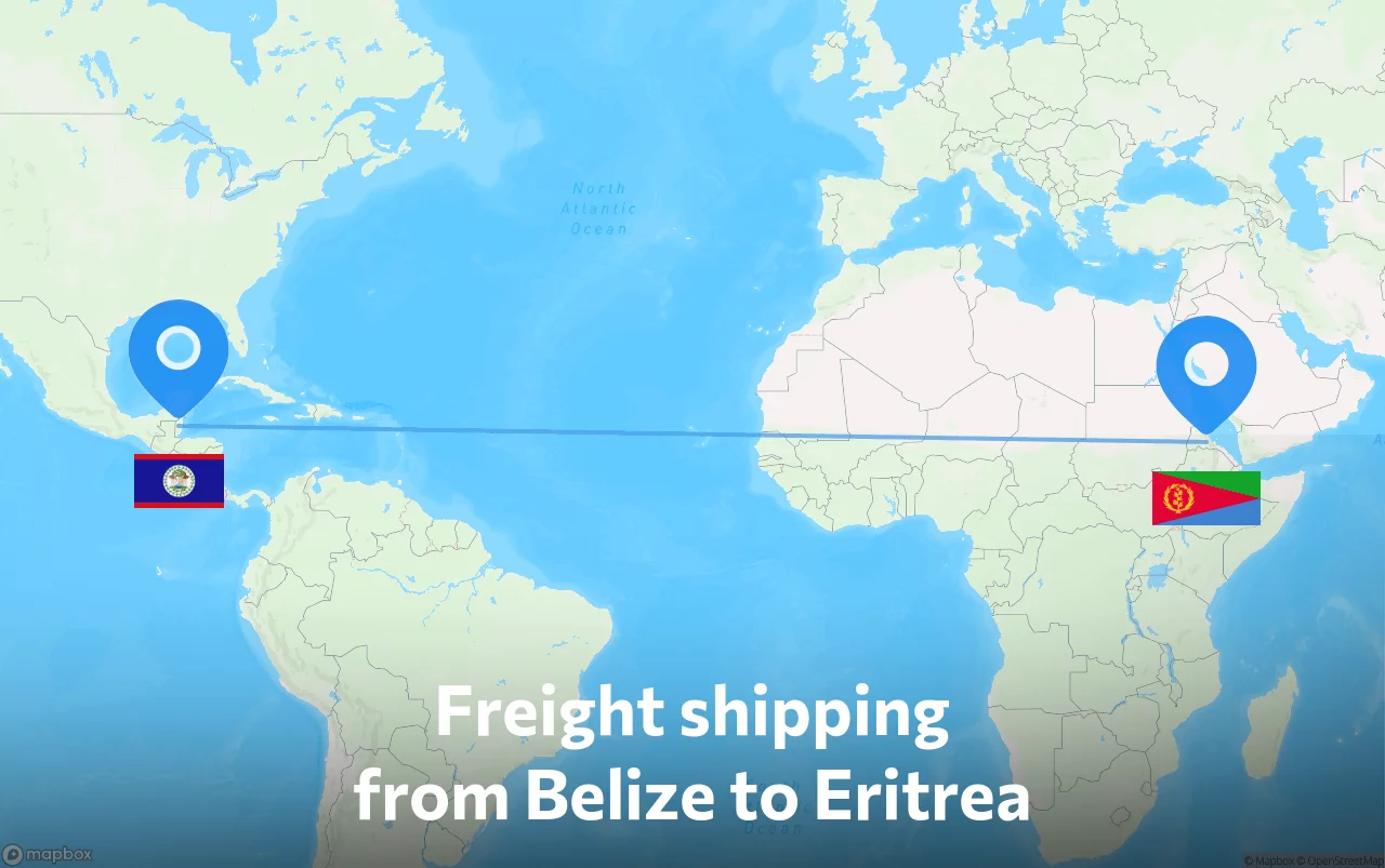 Shipping route from Belize to Eritrea