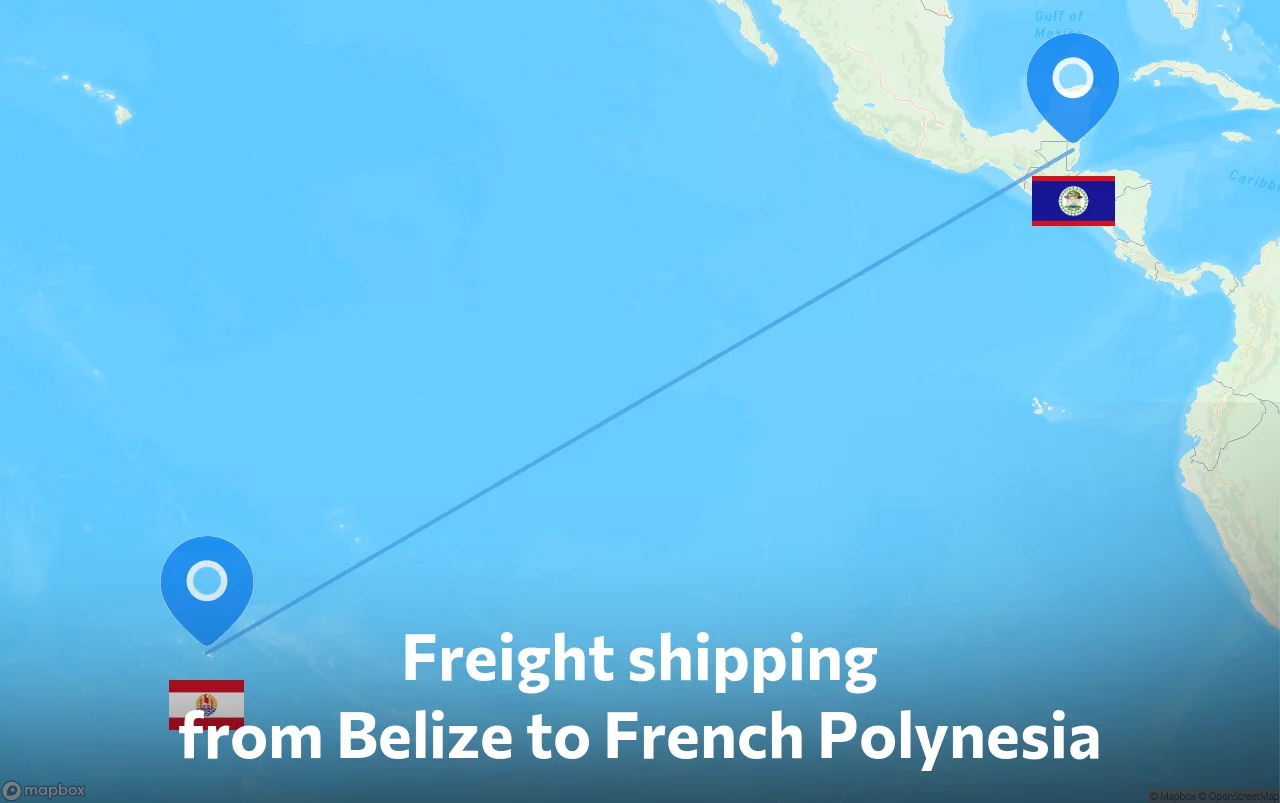 Shipping route from Belize to French Polynesia