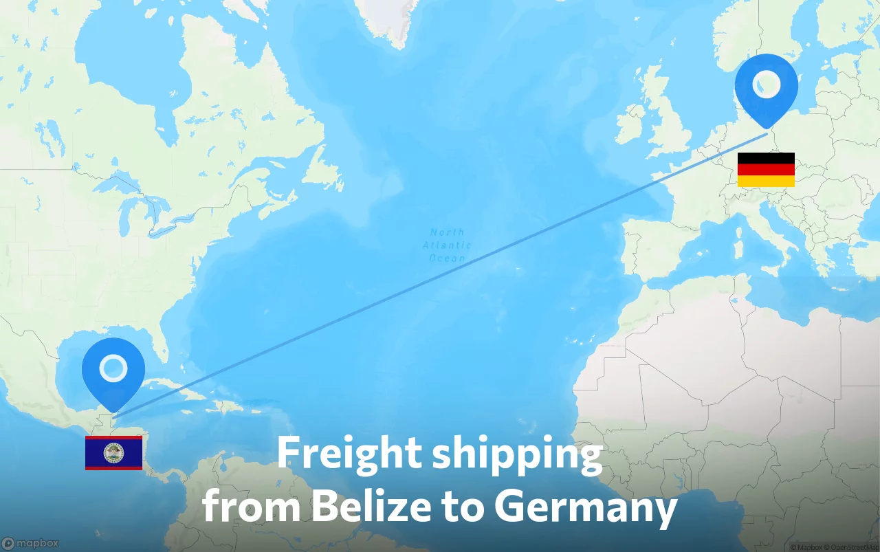Shipping route from Belize to Germany