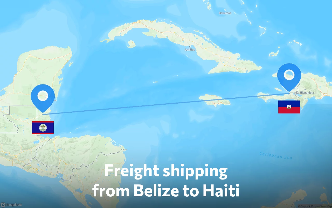 Shipping route from Belize to Haiti