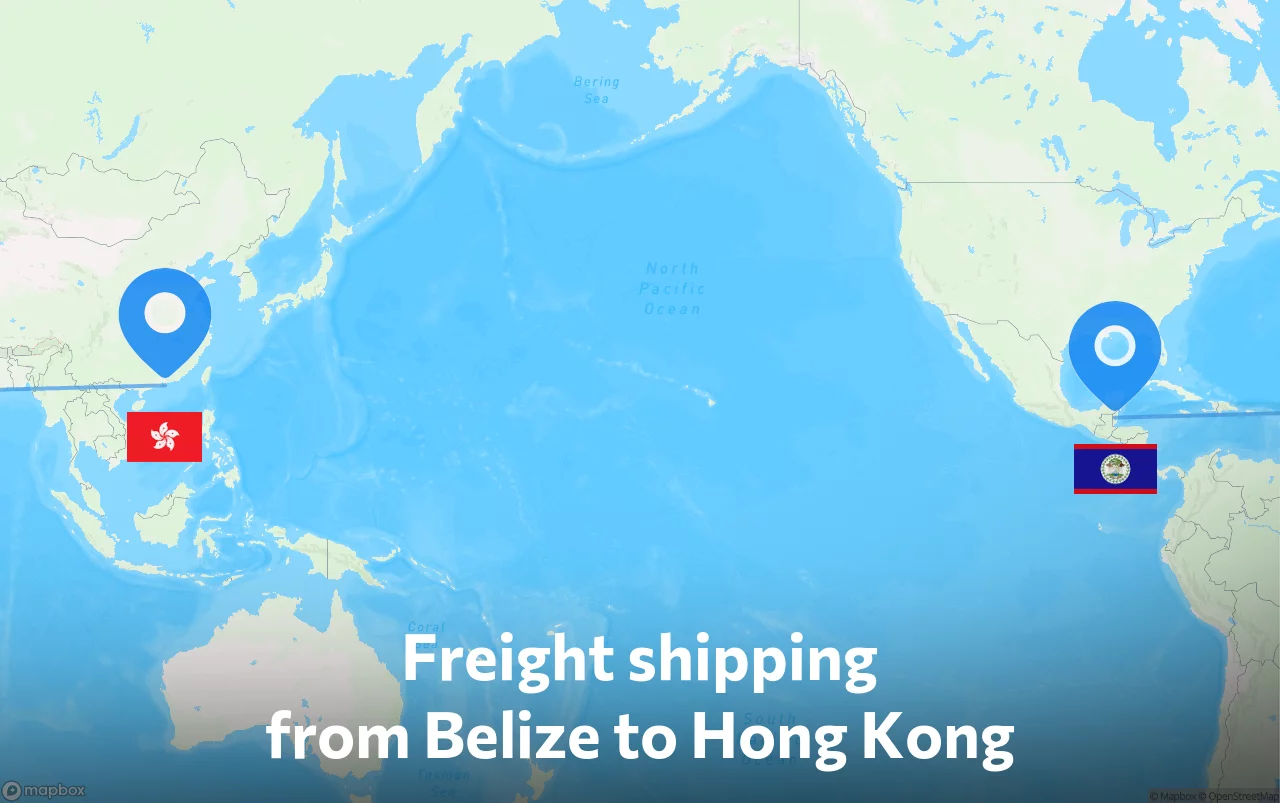 Shipping route from Belize to Hong Kong