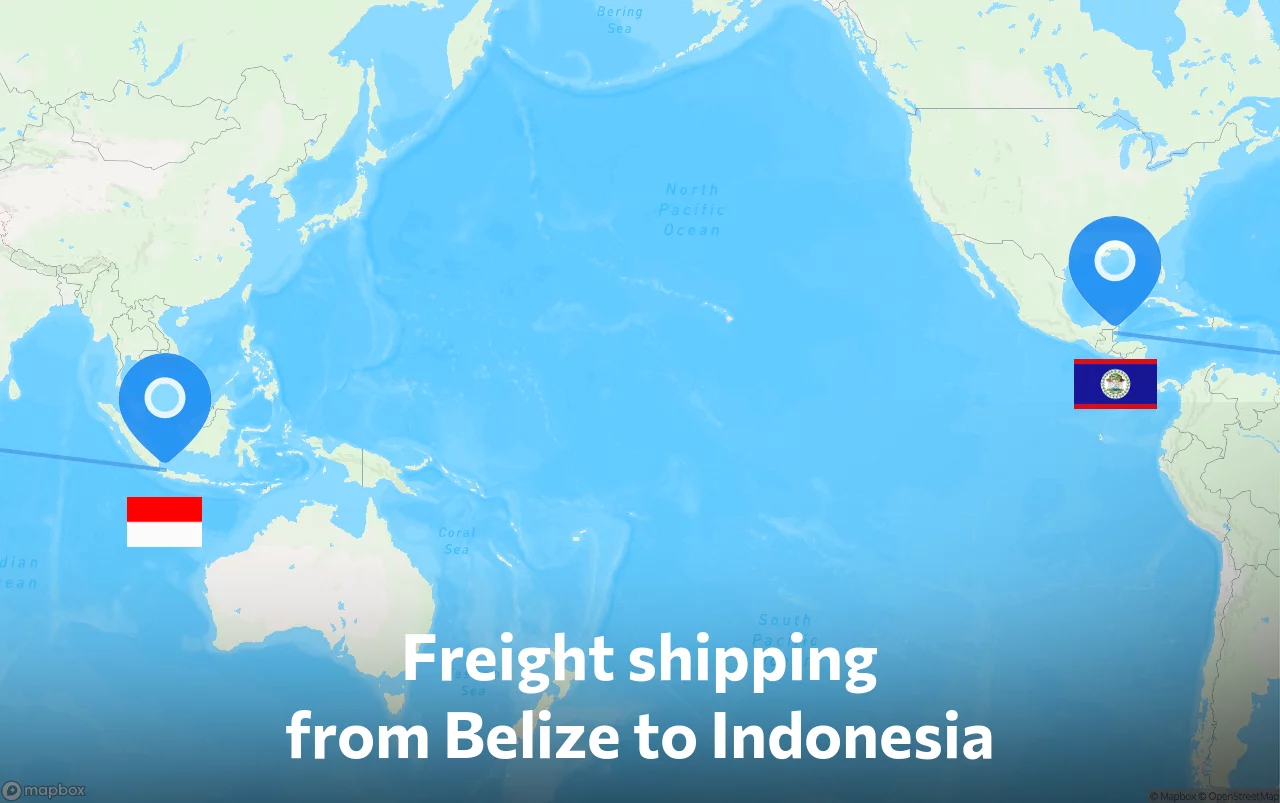 Shipping route from Belize to Indonesia