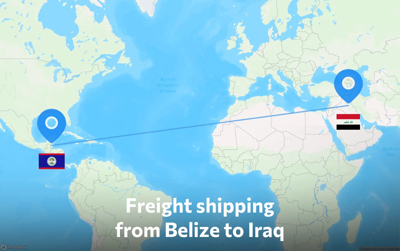 Shipping route from Belize to Iraq
