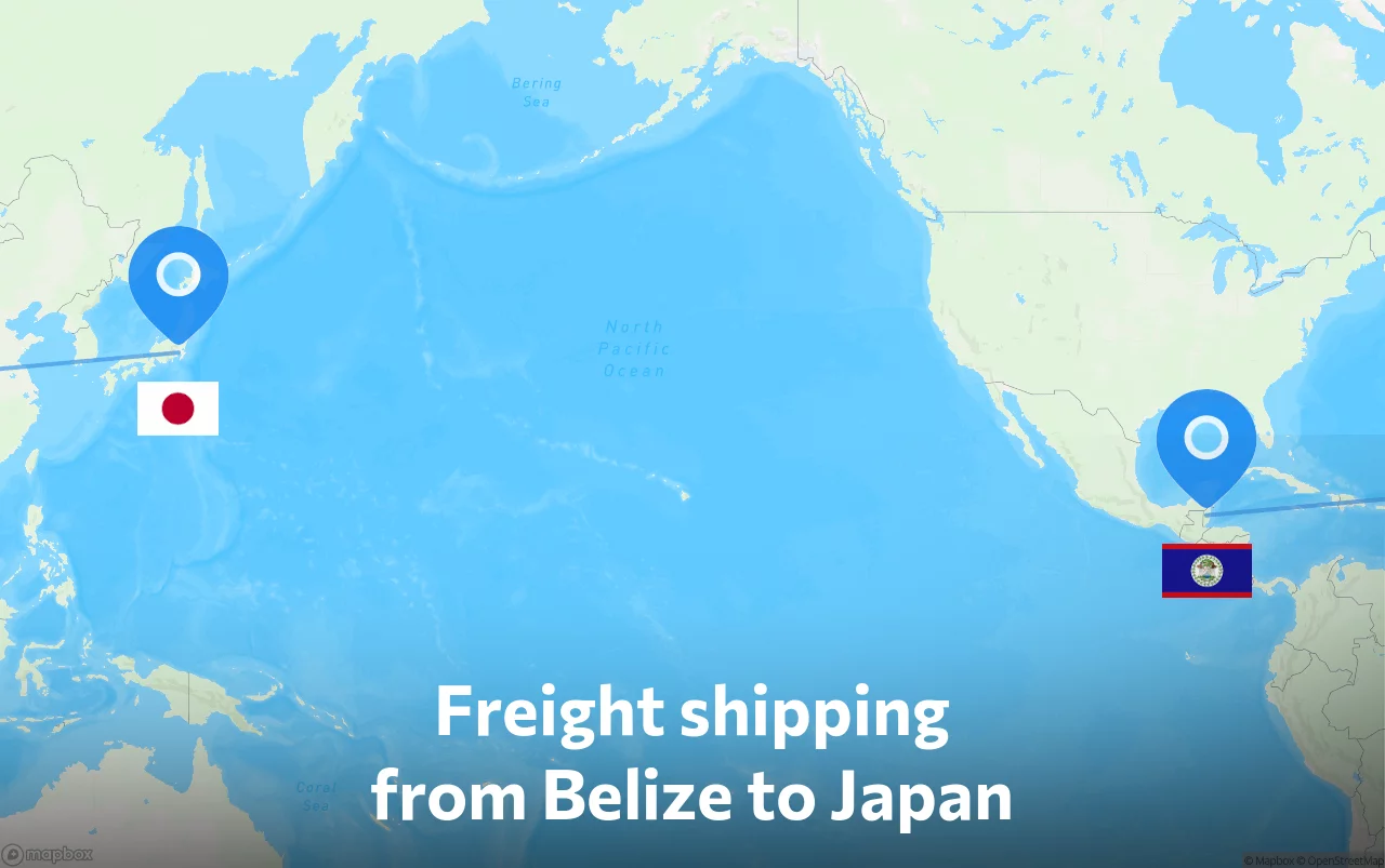 Shipping route from Belize to Japan