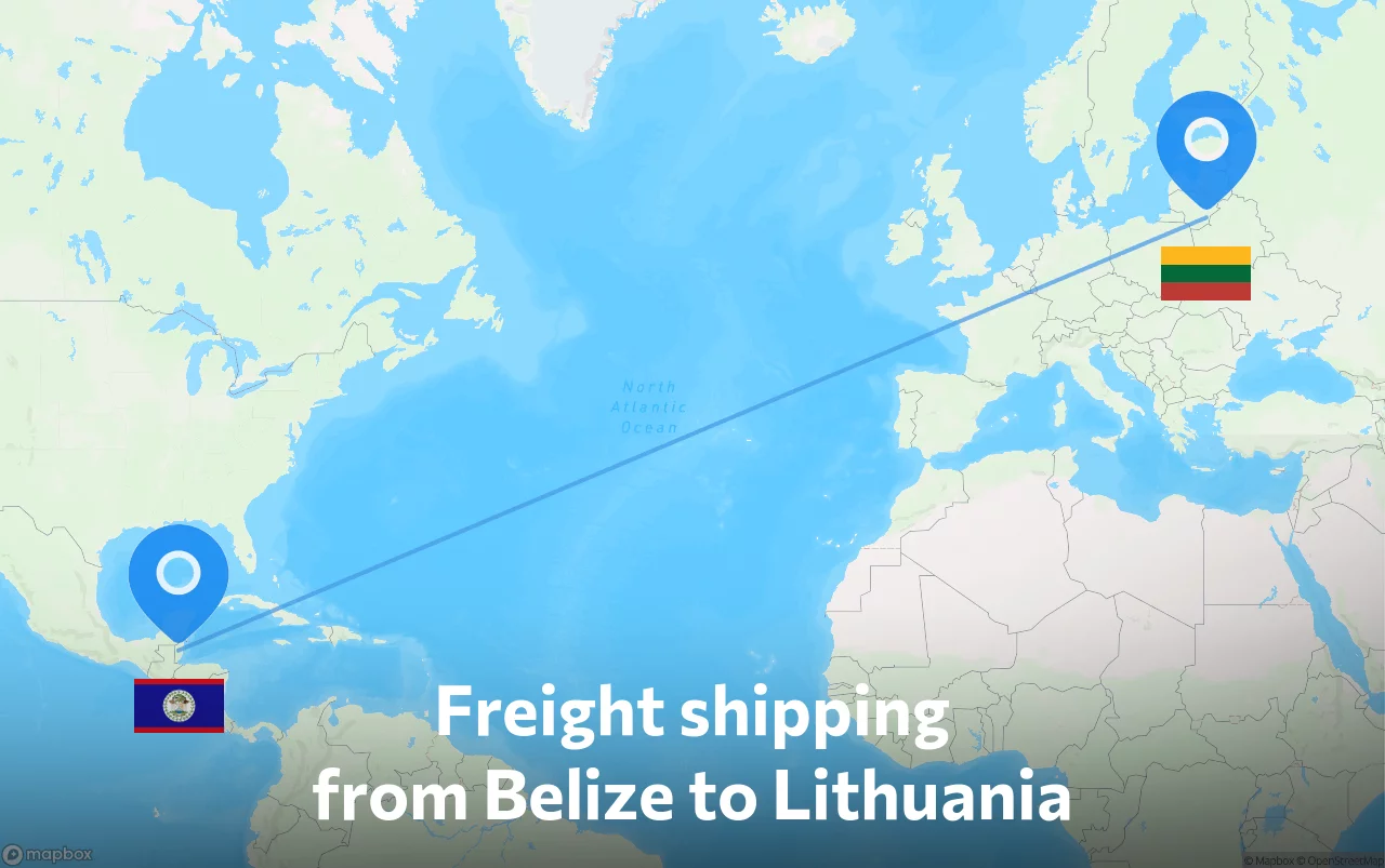Shipping route from Belize to Lithuania