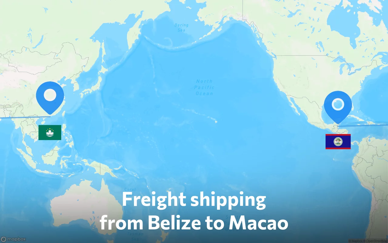 Shipping route from Belize to Macao