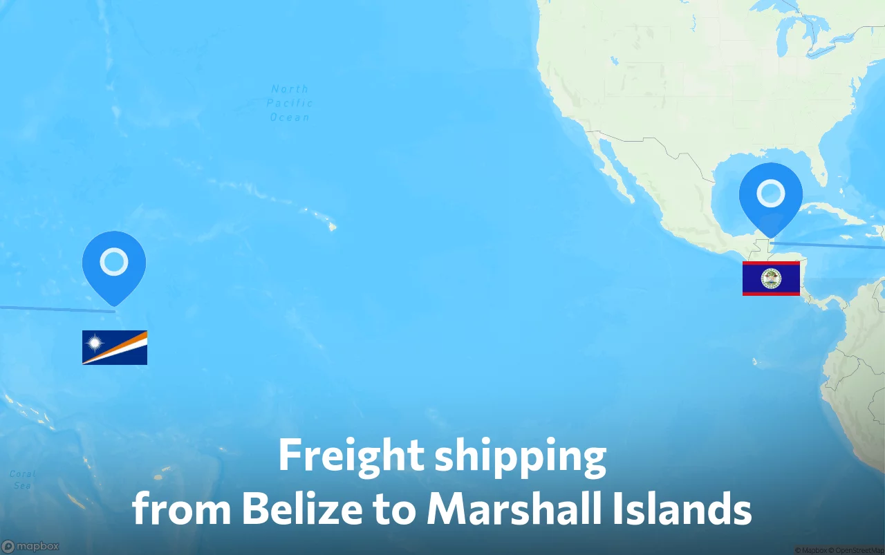 Shipping route from Belize to Marshall Islands
