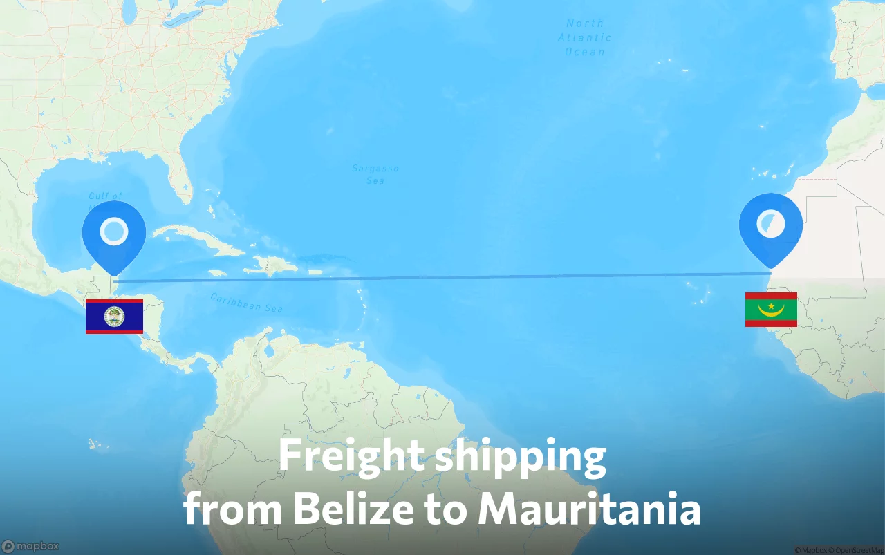 Shipping route from Belize to Mauritania