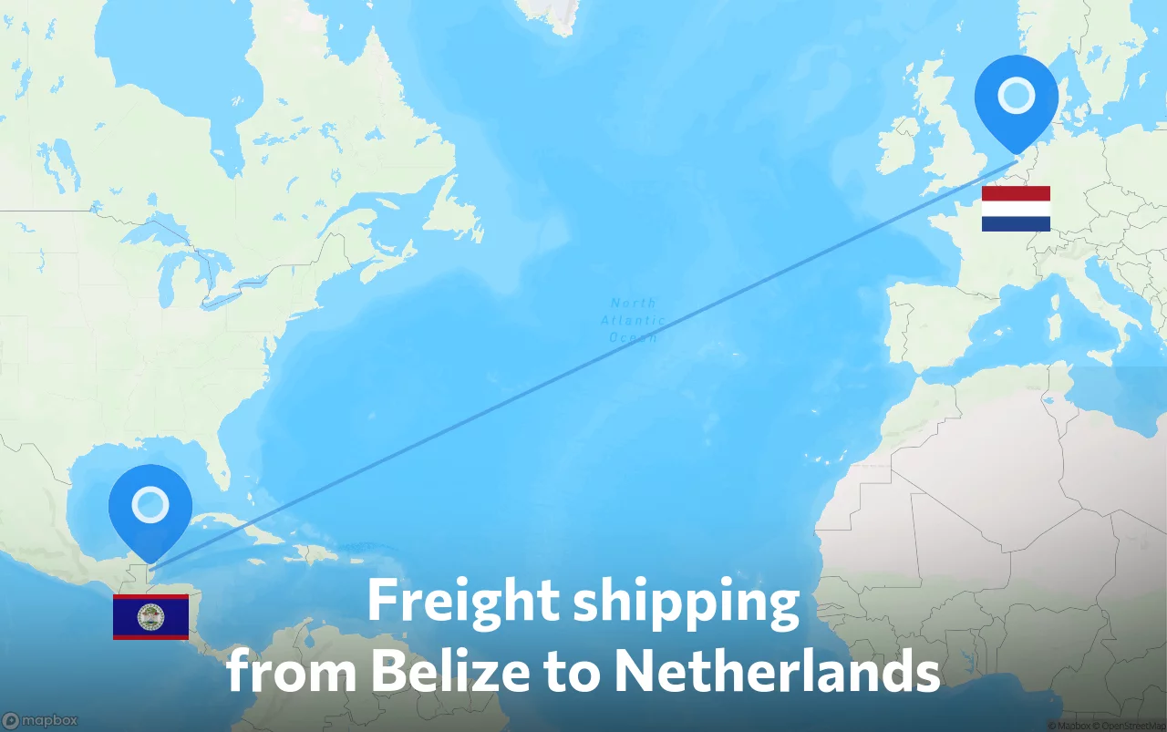 Shipping route from Belize to Netherlands