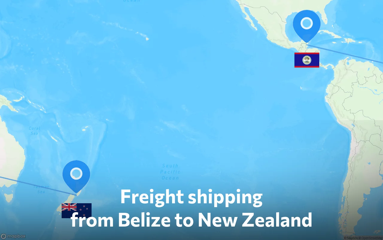 Shipping route from Belize to New Zealand