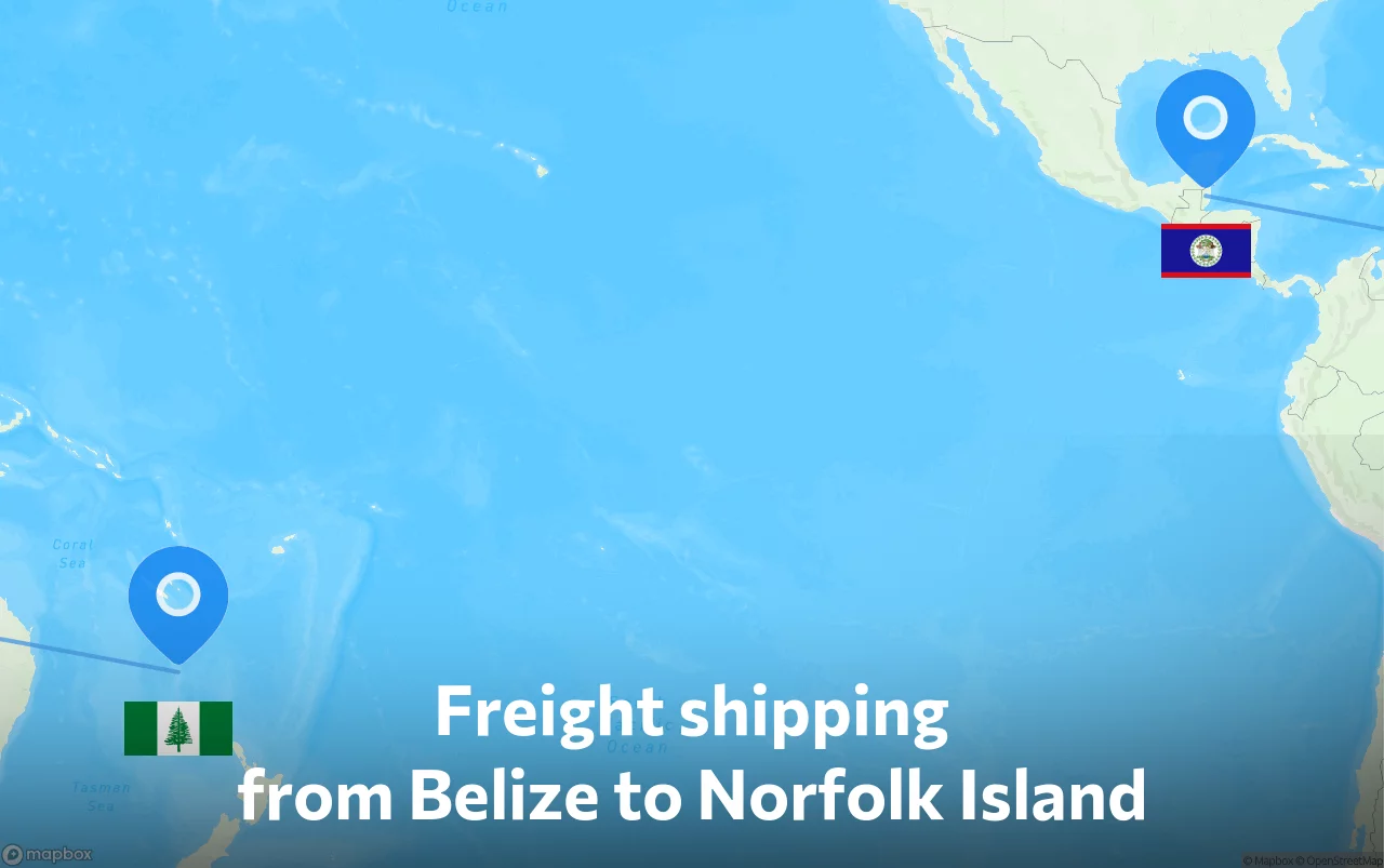 Shipping route from Belize to Norfolk Island