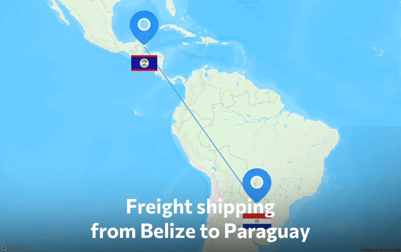 Shipping route from Belize to Paraguay