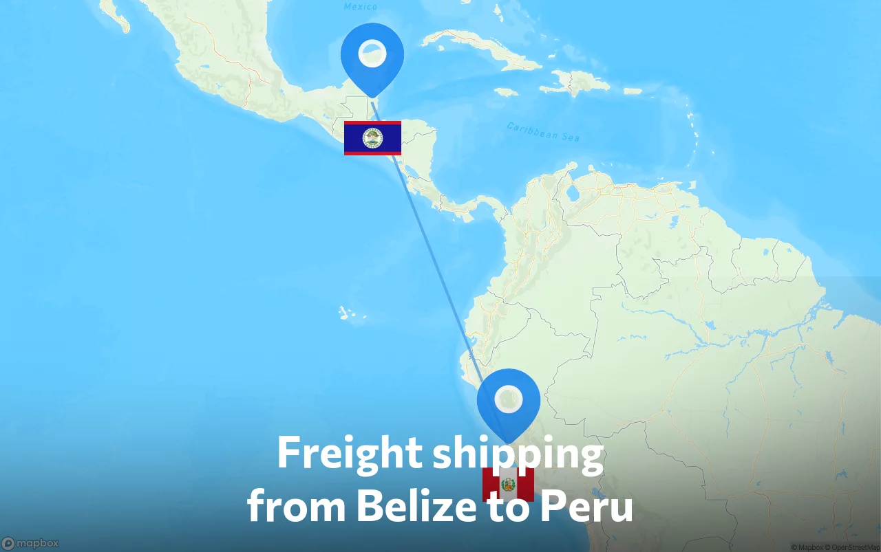 Shipping route from Belize to Peru