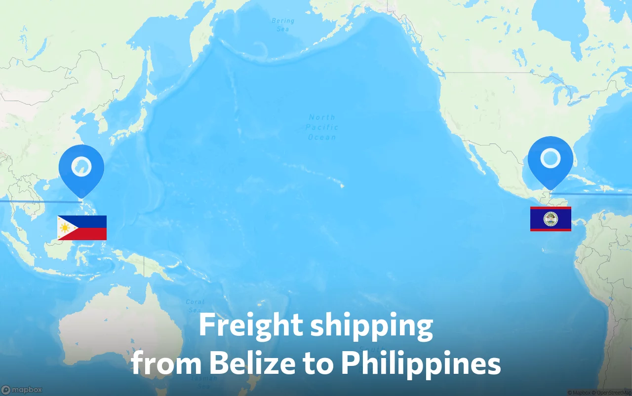 Shipping route from Belize to Philippines