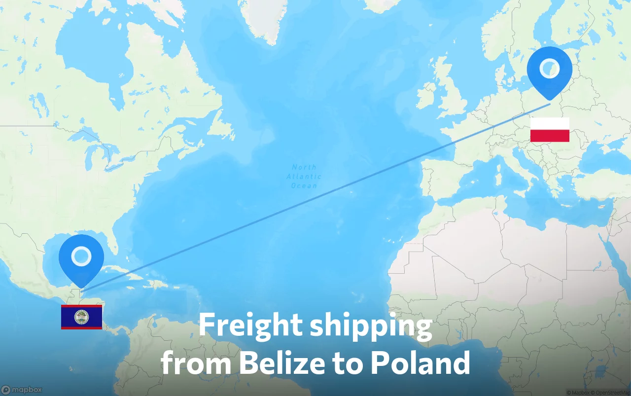 Shipping route from Belize to Poland