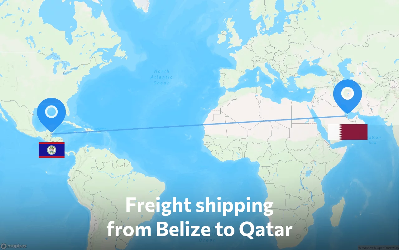 Shipping route from Belize to Qatar