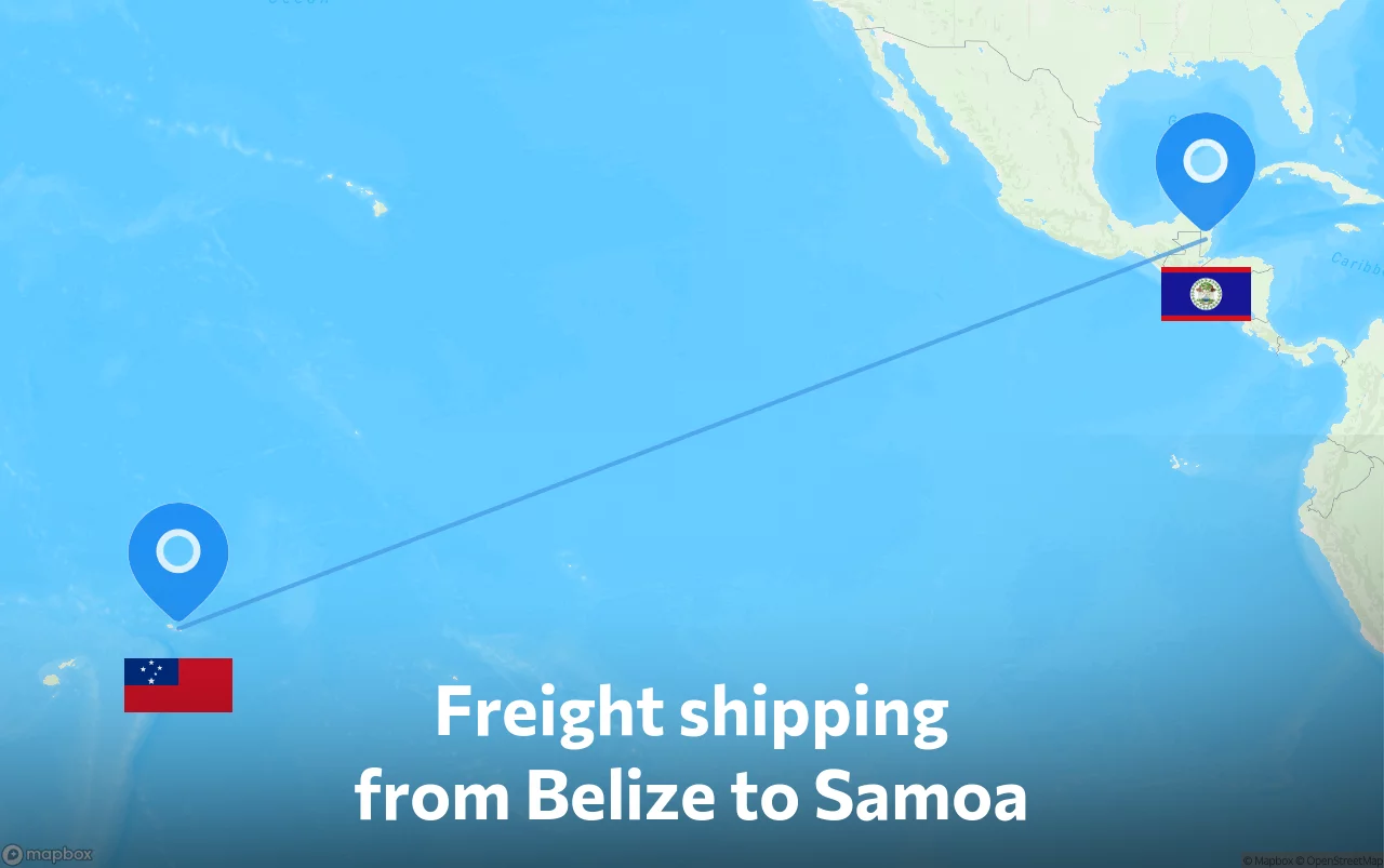 Shipping route from Belize to Samoa