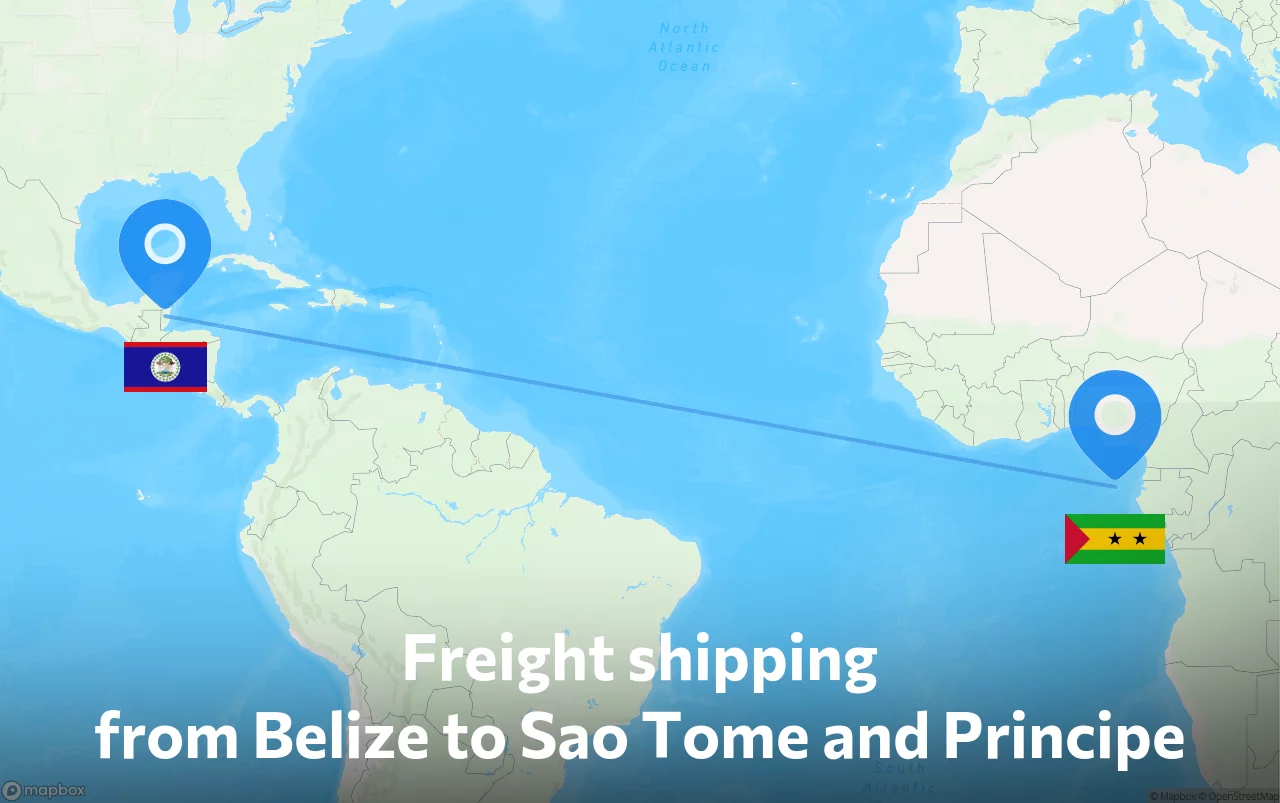 Shipping route from Belize to Sao Tome and Principe