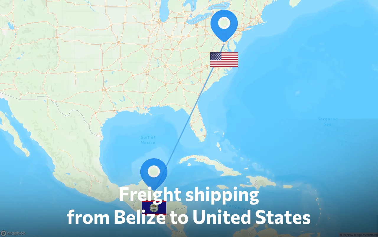 Shipping route from Belize to United States