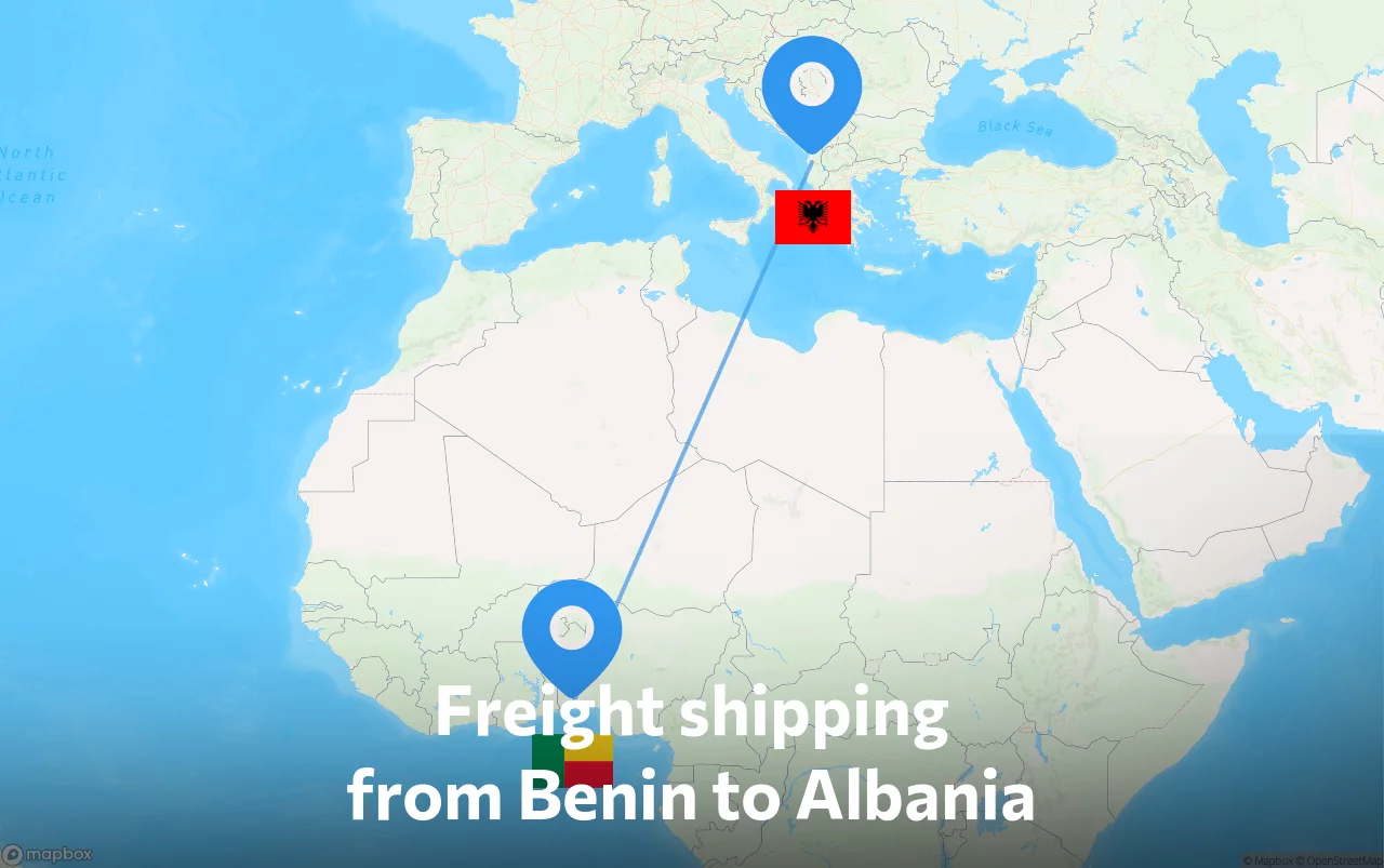 Shipping route from Benin to Albania