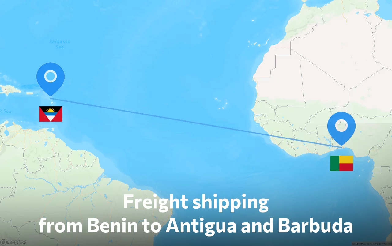 Shipping route from Benin to Antigua and Barbuda