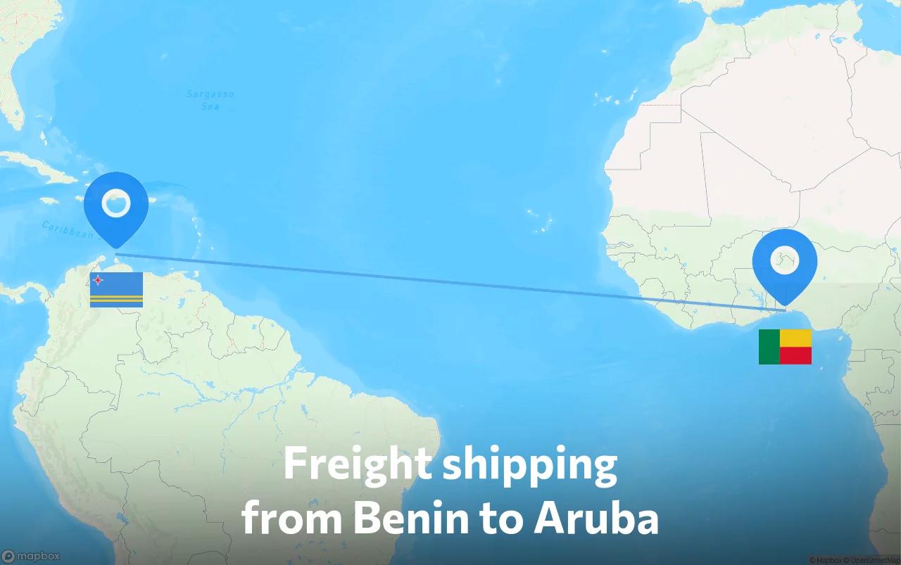 Shipping route from Benin to Aruba