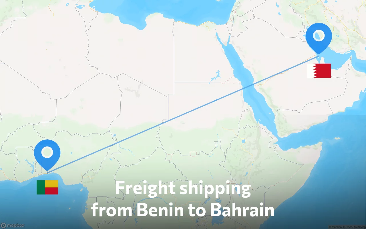 Shipping route from Benin to Bahrain