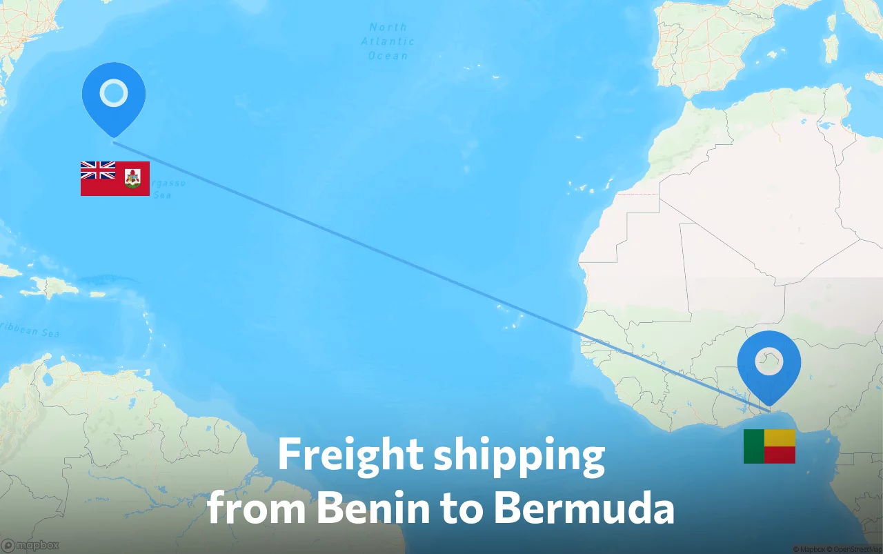 Shipping route from Benin to Bermuda