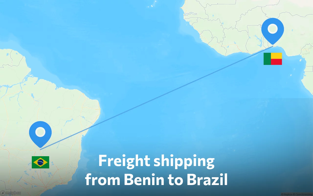 Shipping route from Benin to Brazil