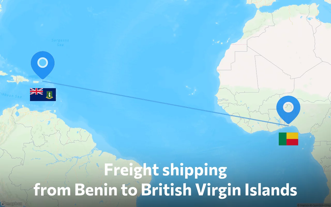 Shipping route from Benin to British Virgin Islands