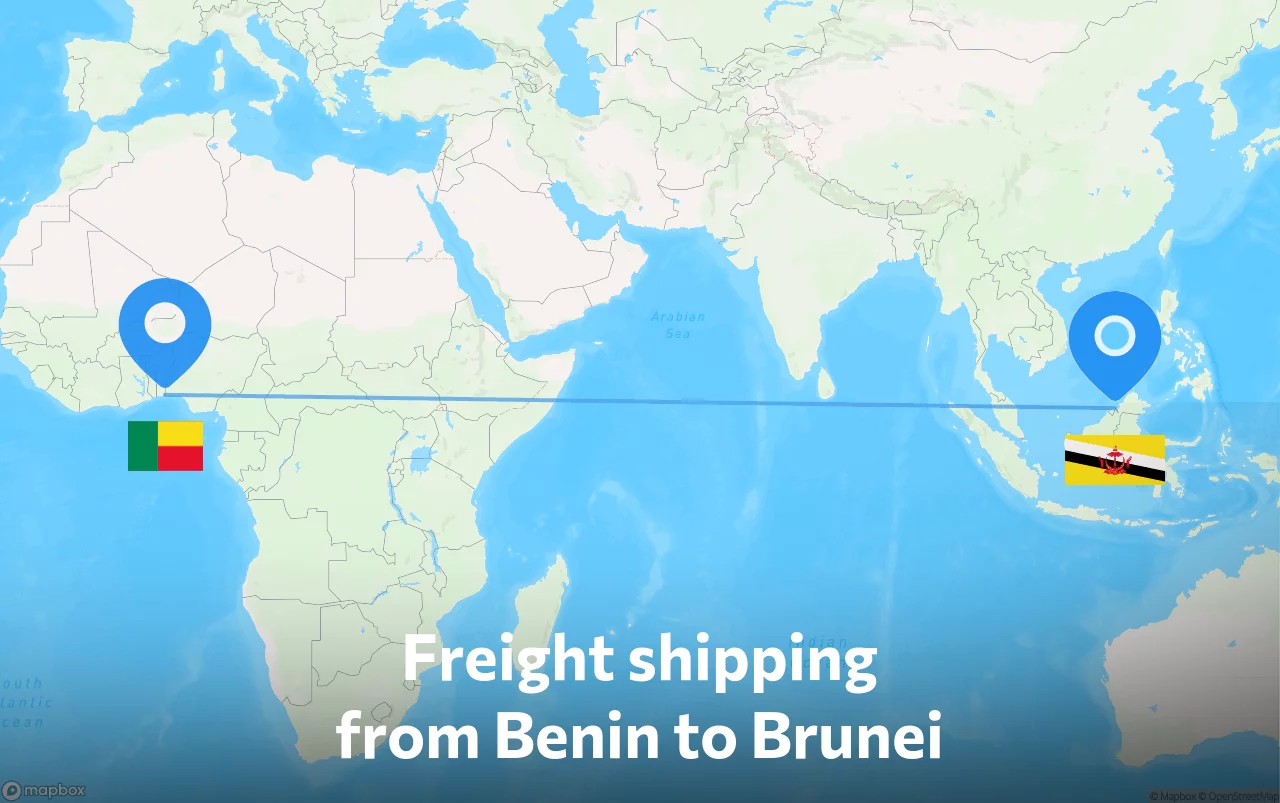 Shipping route from Benin to Brunei