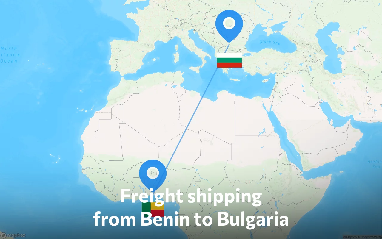 Shipping route from Benin to Bulgaria