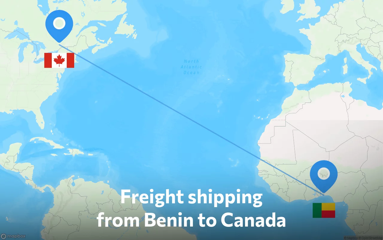 Shipping route from Benin to Canada