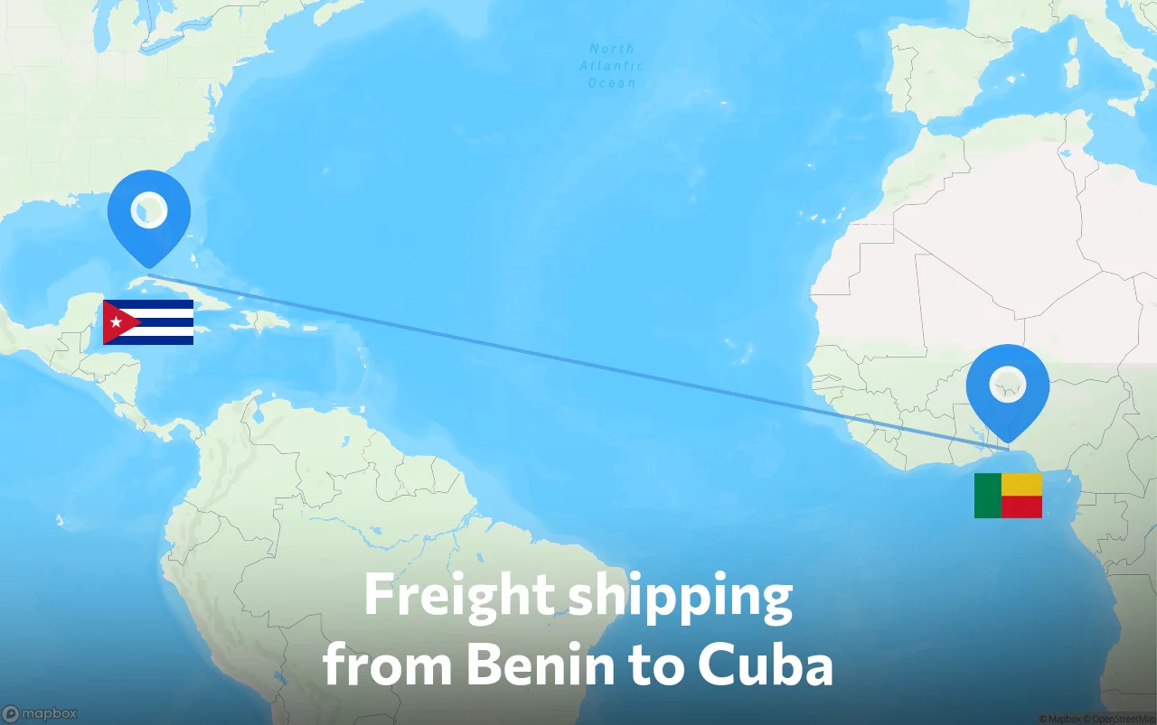 Shipping route from Benin to Cuba