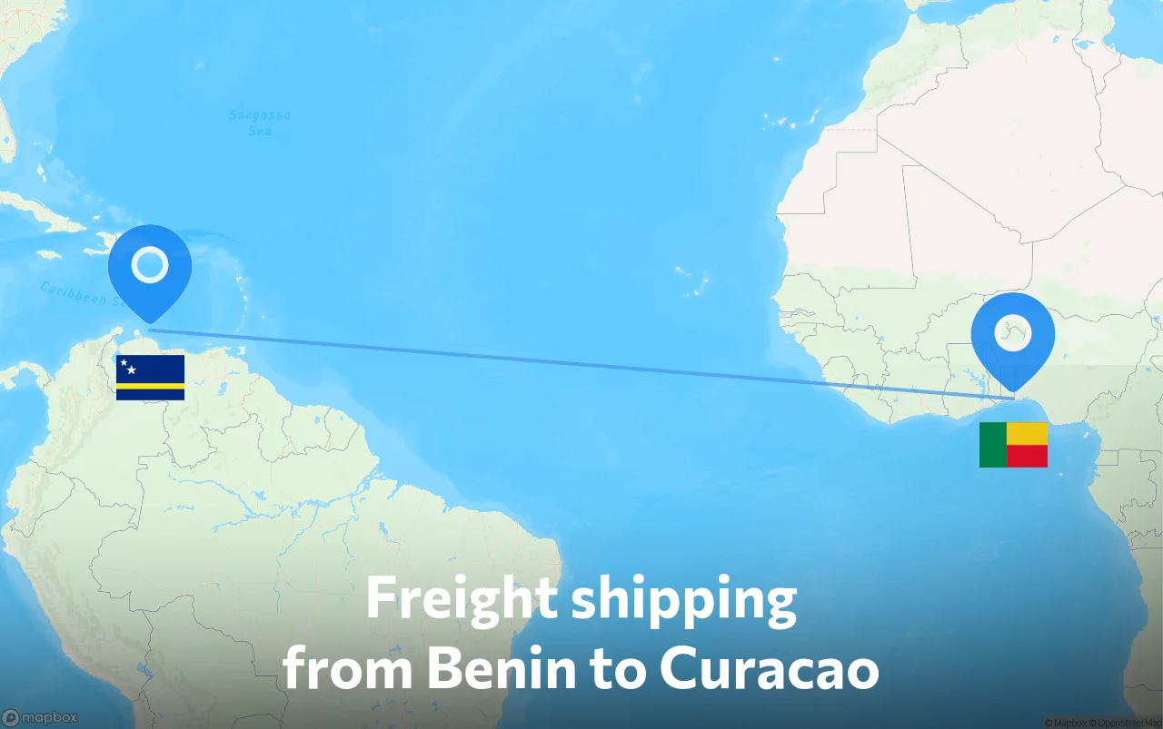 Shipping route from Benin to Curacao