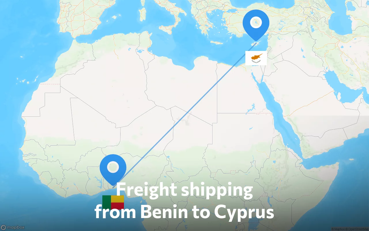 Shipping route from Benin to Cyprus