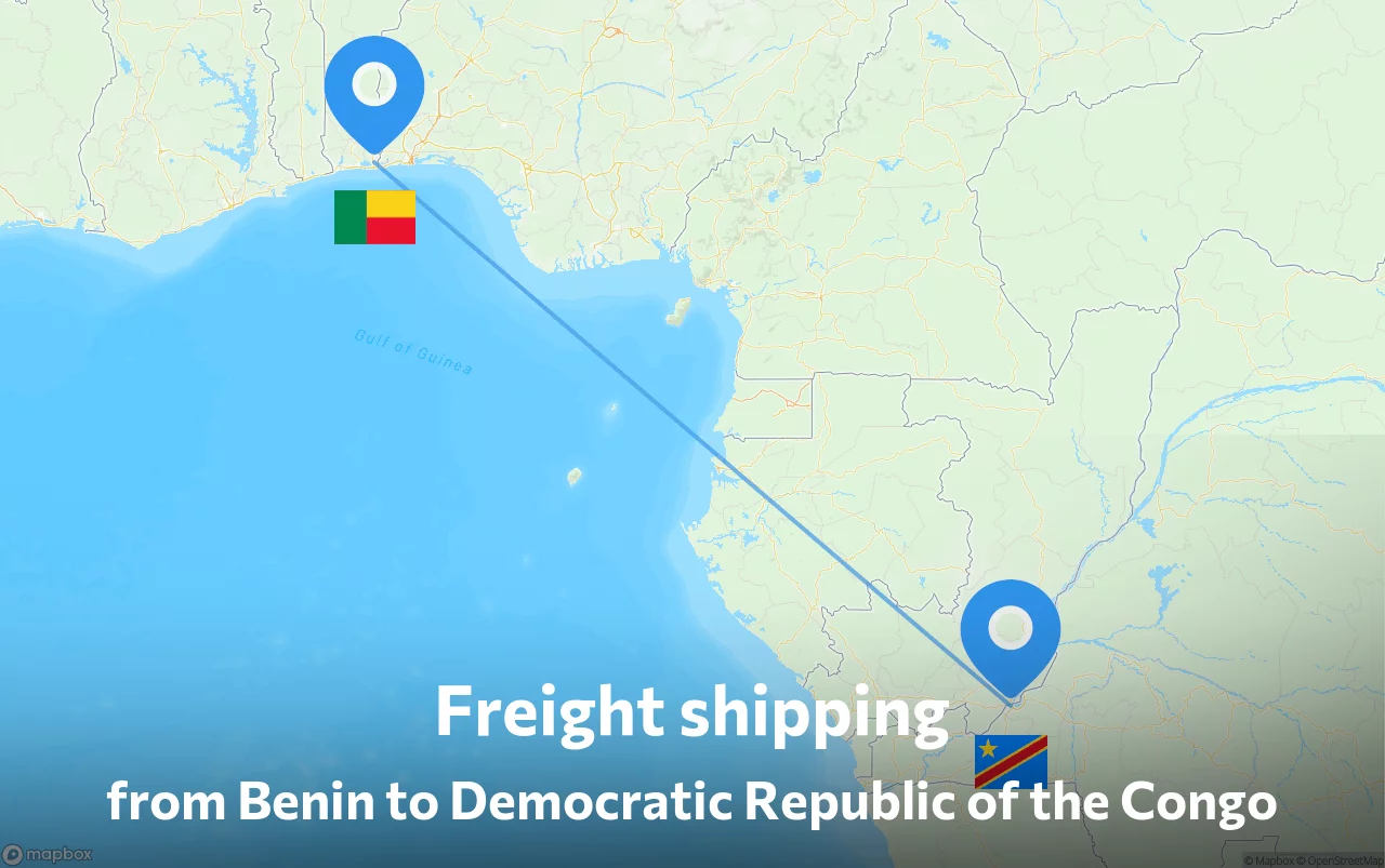 Shipping route from Benin to Democratic Republic of the Congo