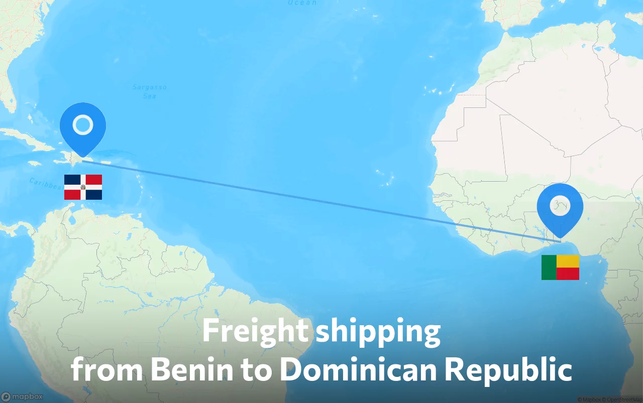 Shipping route from Benin to Dominican Republic
