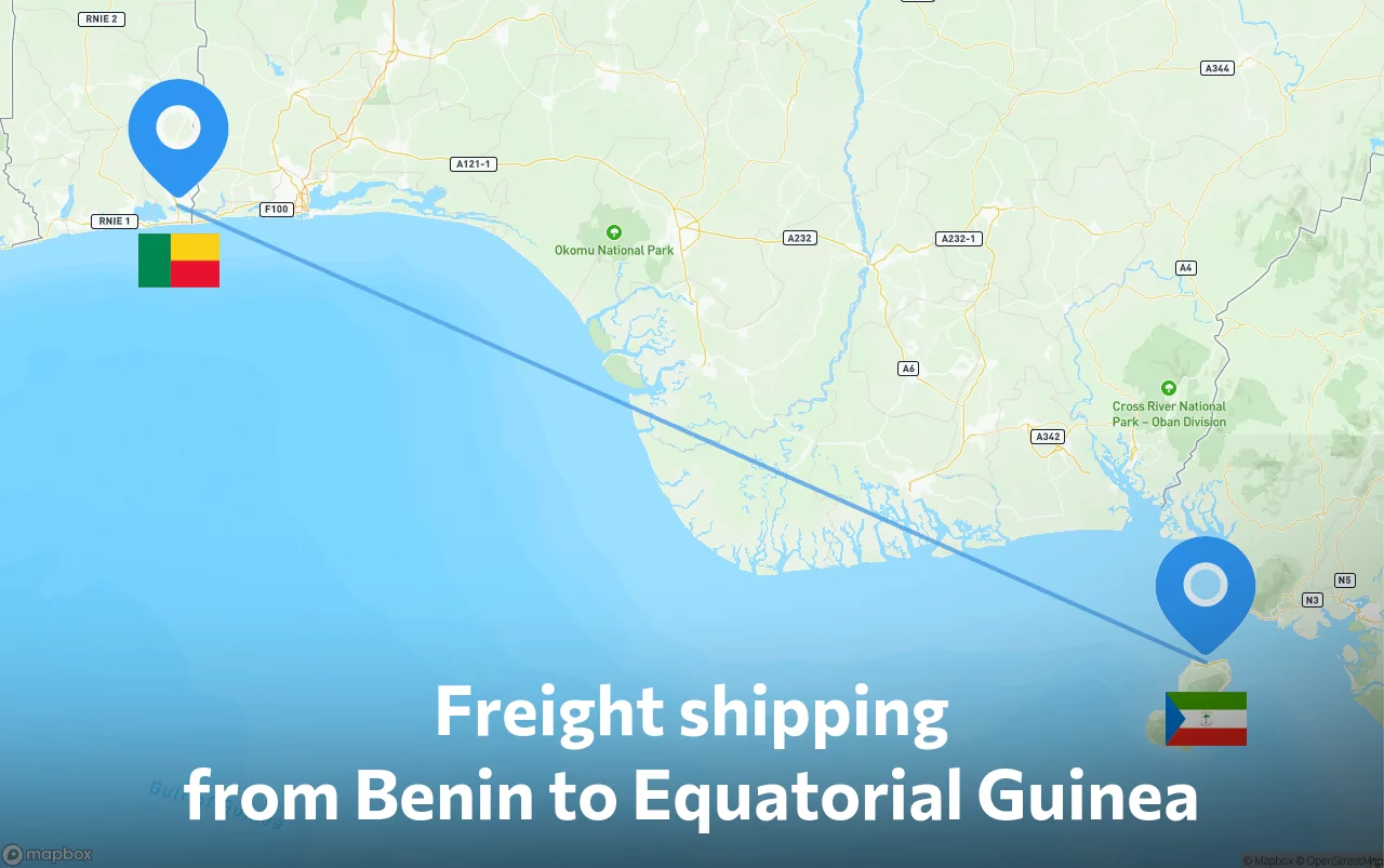 Shipping route from Benin to Equatorial Guinea