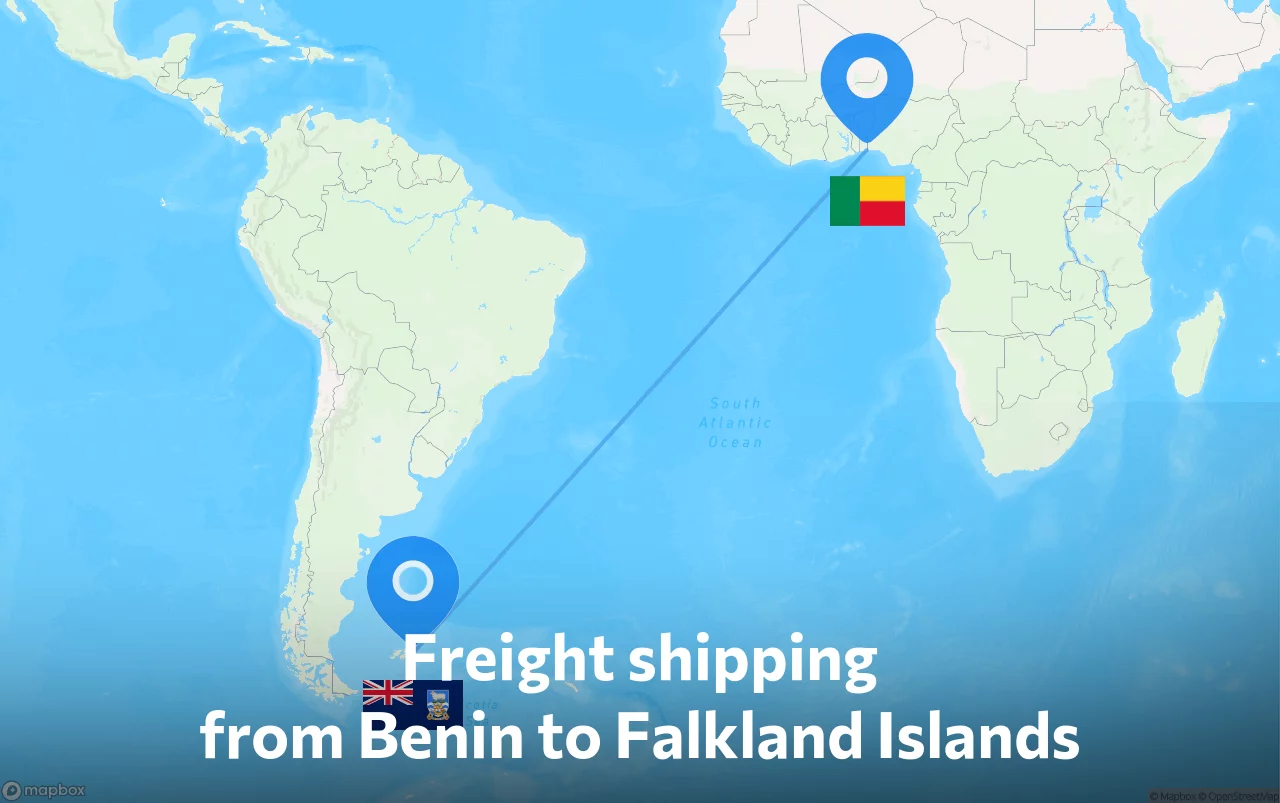 Shipping route from Benin to Falkland Islands