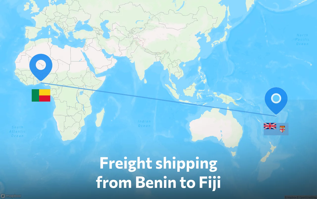 Shipping route from Benin to Fiji