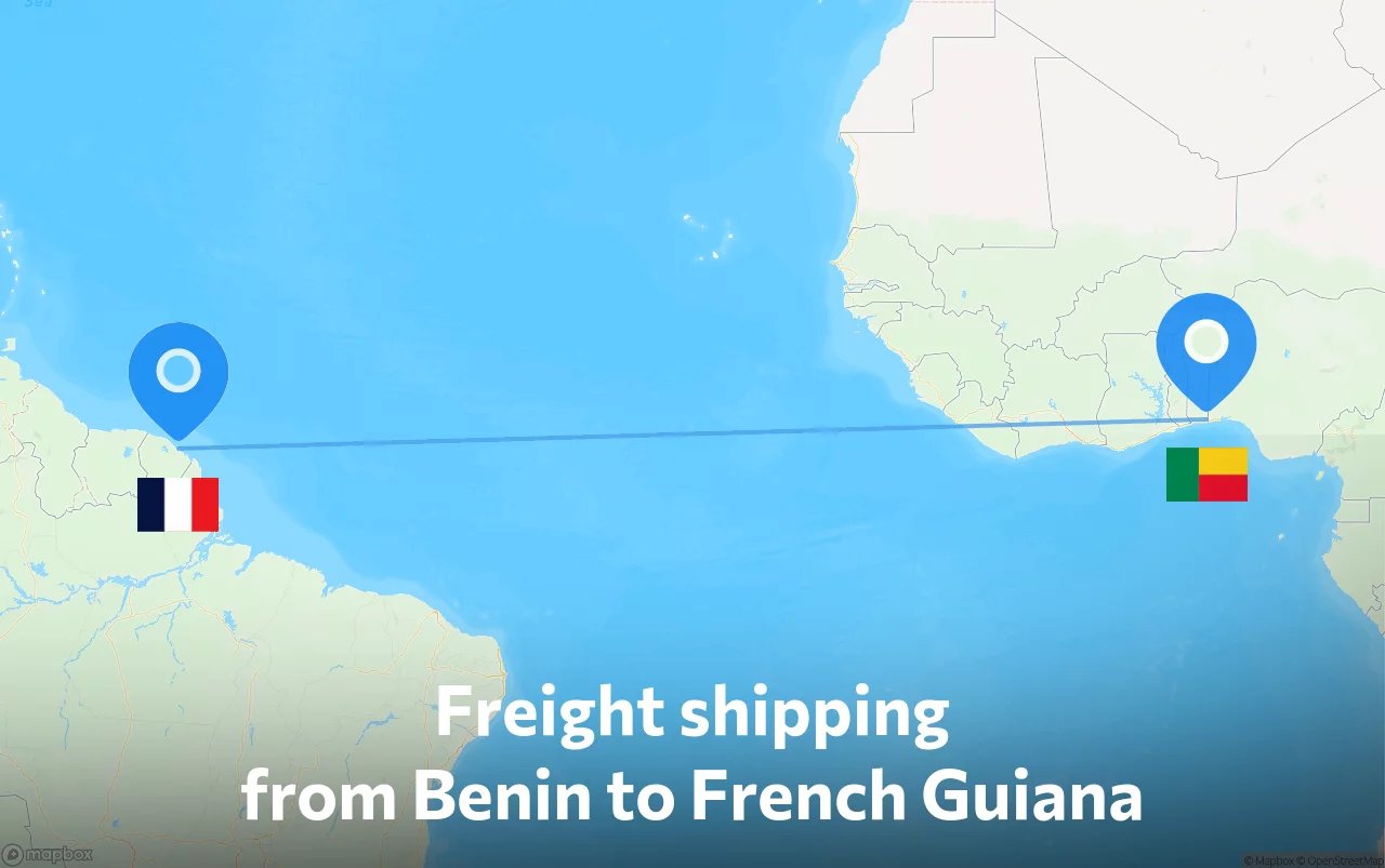 Shipping route from Benin to French Guiana