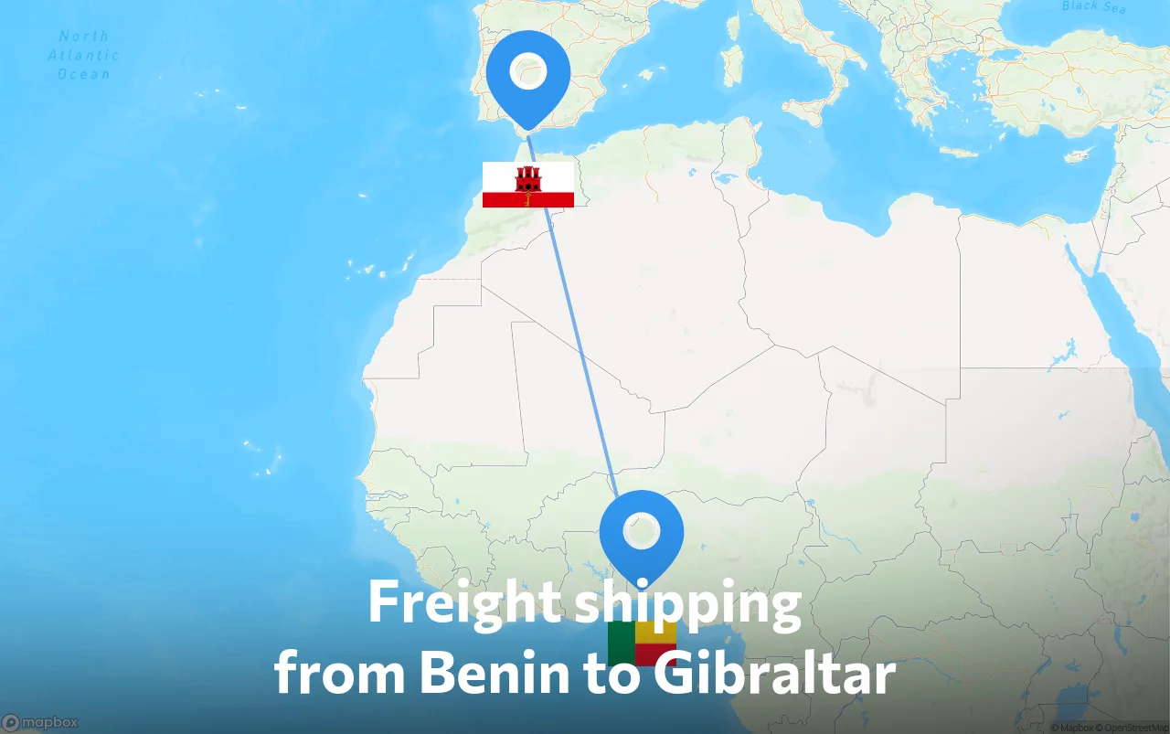 Shipping route from Benin to Gibraltar